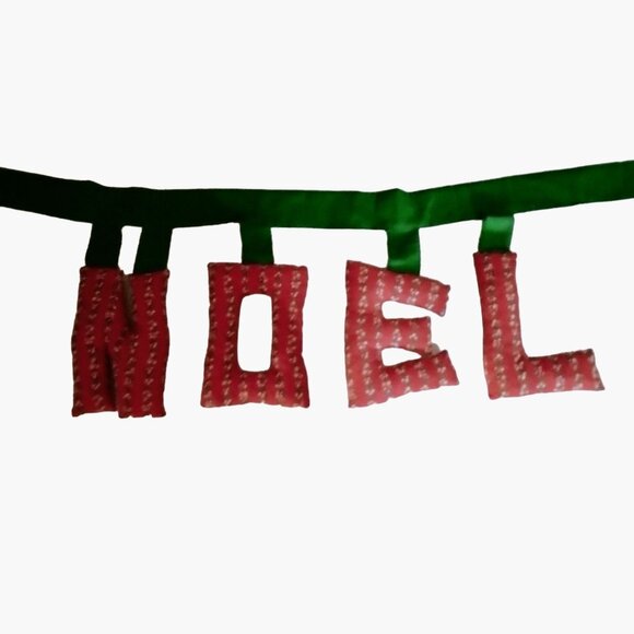 NOEL Christmas Banner Decoration Handmade Fabric - Picture 1 of 5